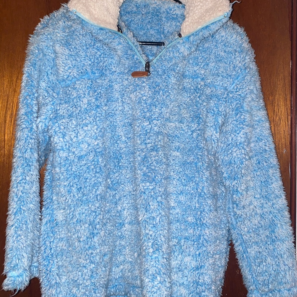 blue fluffy teddy jacket